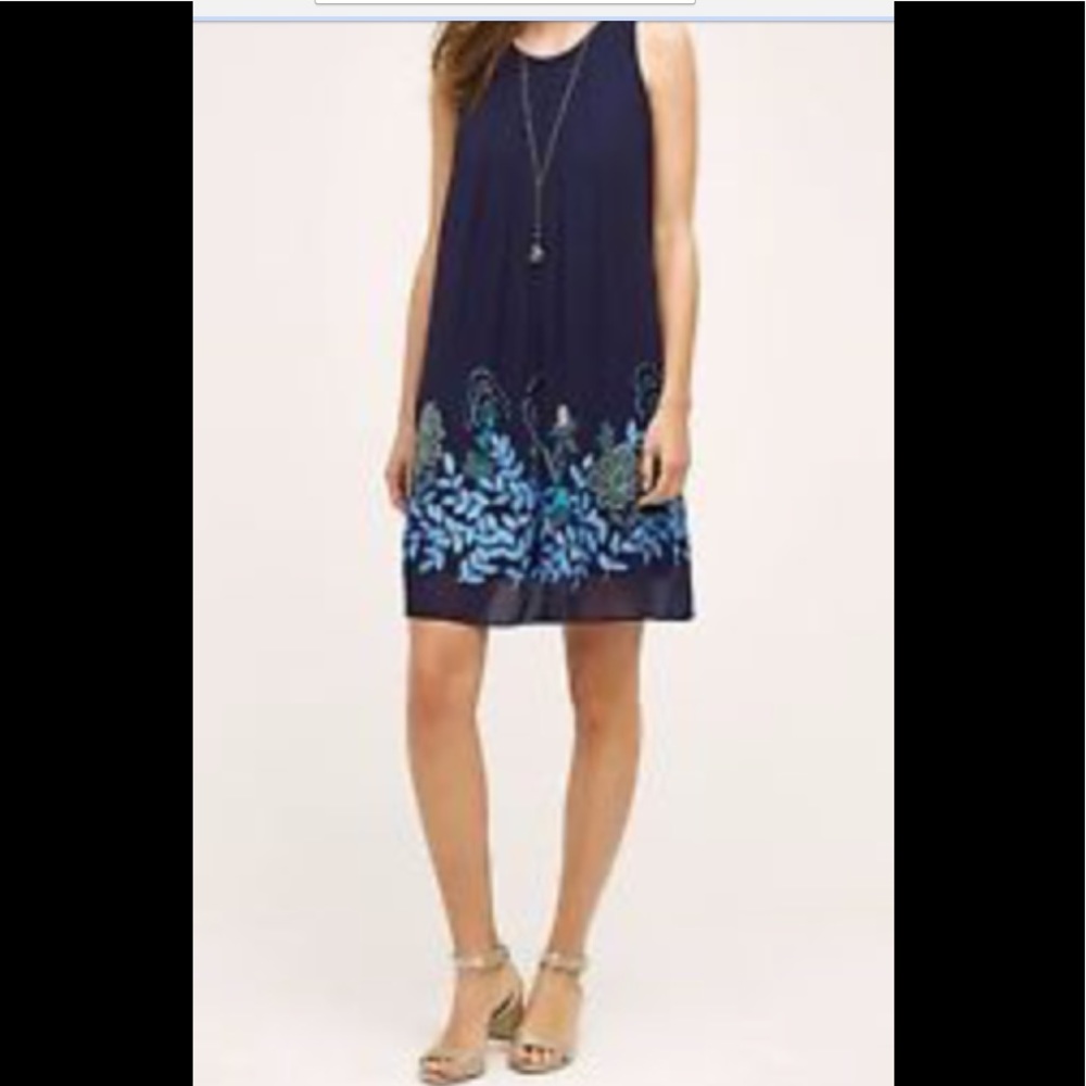 Anthropologie Not So Serious Embroidered dress